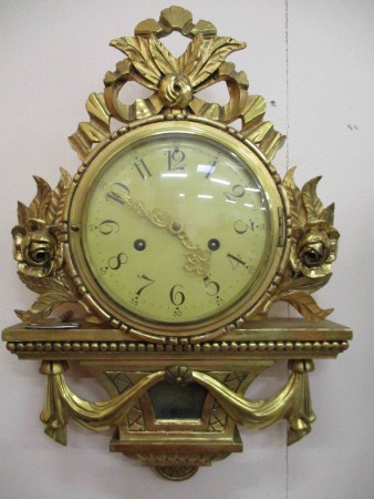 2486 - Hodiny zlacene gustavianske funkcni  V - 47 cm  -  3 900 kc 